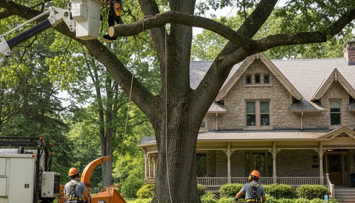 Tree service crew in Troy, NY providing professional tree trimming and removal for local properties