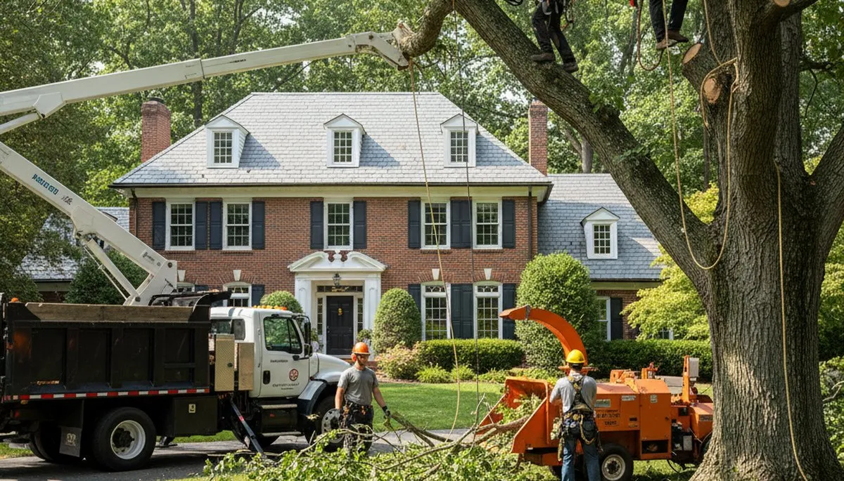 Tree service crew in Troy, NY handling tree trimming and removal for local properties