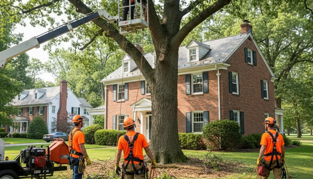 Tree service crew in Troy, NY providing professional tree trimming and removal for local properties