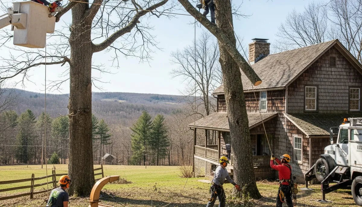Tree service crew in Troy, NY providing professional tree removal and trimming services