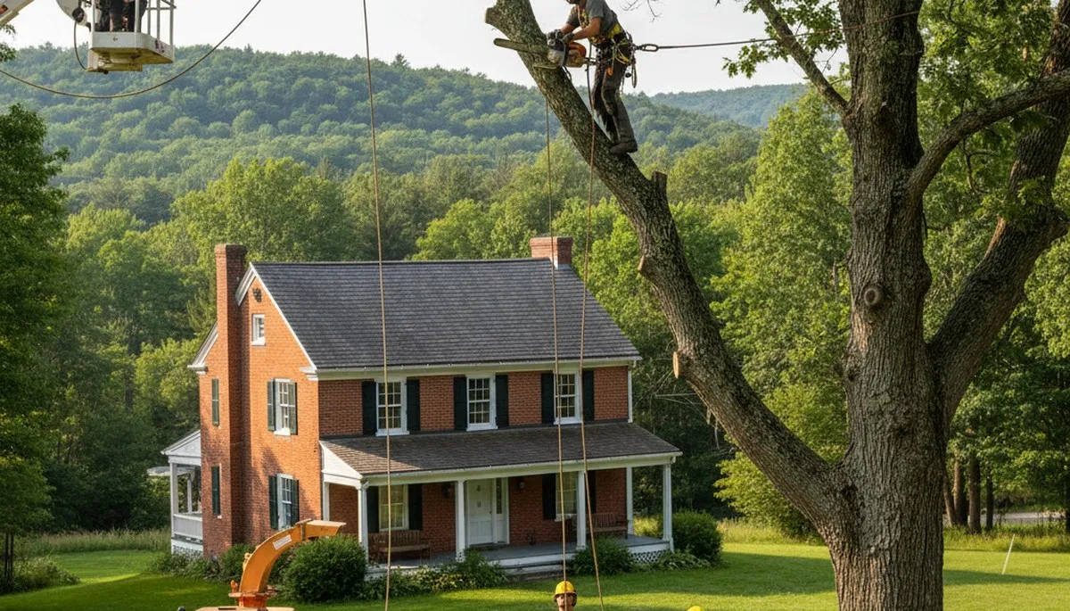Tree service crew in Troy, NY providing professional tree removal and trimming for homes and businesses