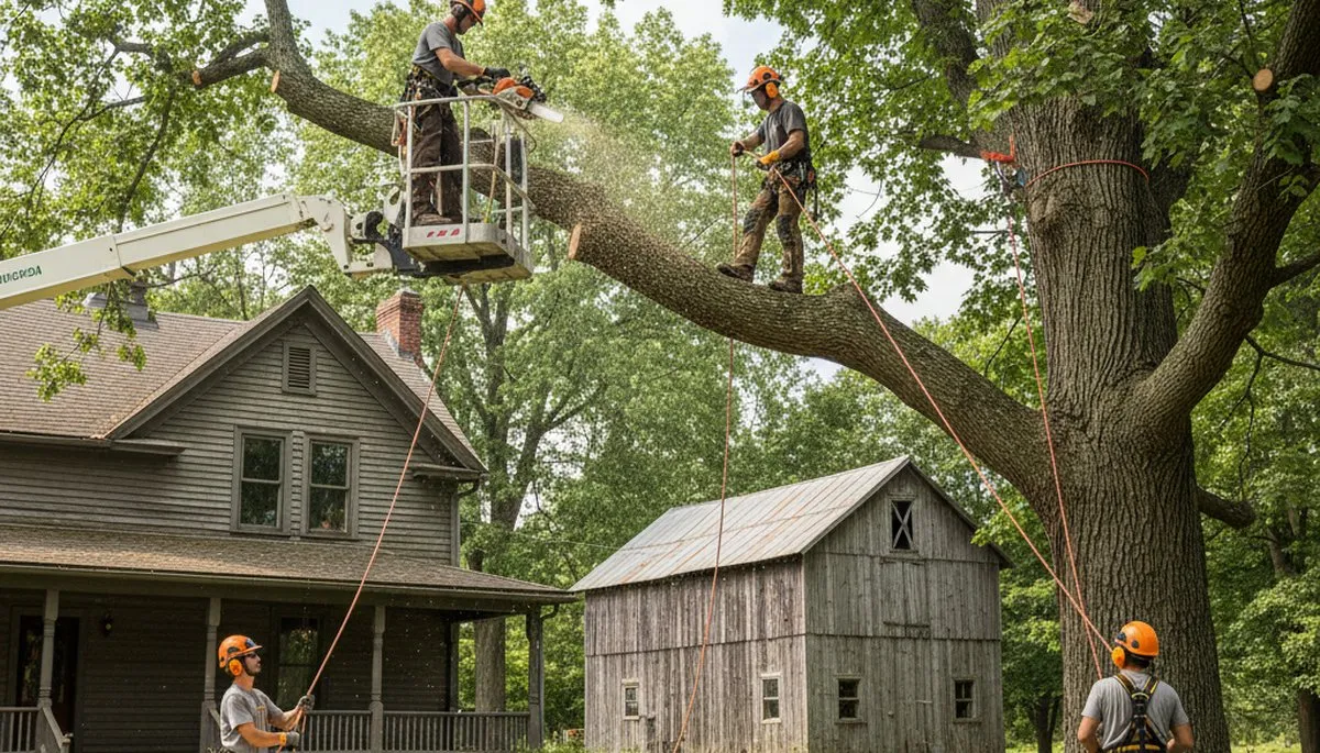 Tree service crew in Troy, NY providing tree trimming and removal for local properties