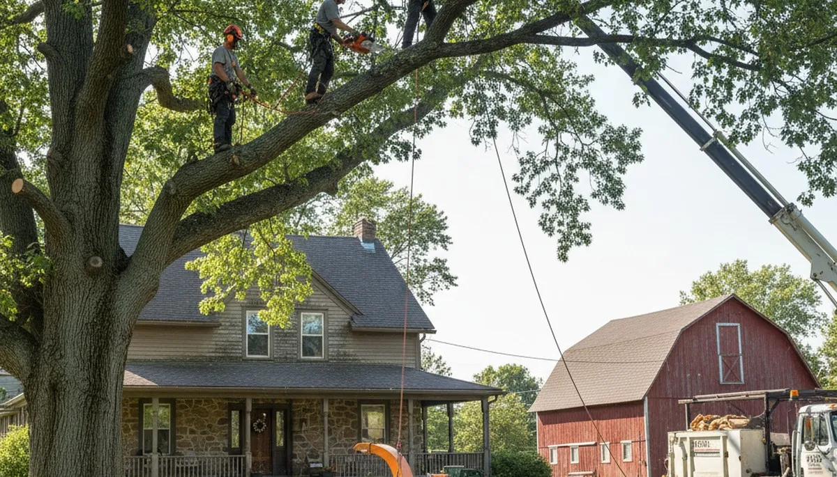 Tree service crew trimming and removing trees in Troy, NY